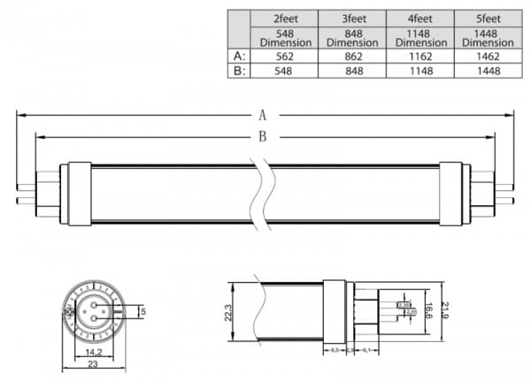 LED TL buis met sensor 9W - 60cm - T8 (30-100) - Afbeelding 2