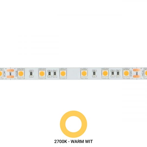 LED strip Warm Wit (60leds/m 24V) op rol van 5 mtr