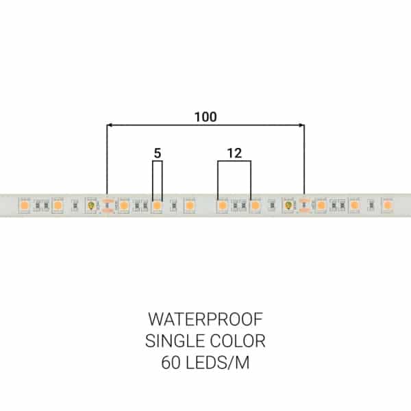 LED strip Warm Wit (60leds/m 24V) op rol van 5 mtr - Afbeelding 3